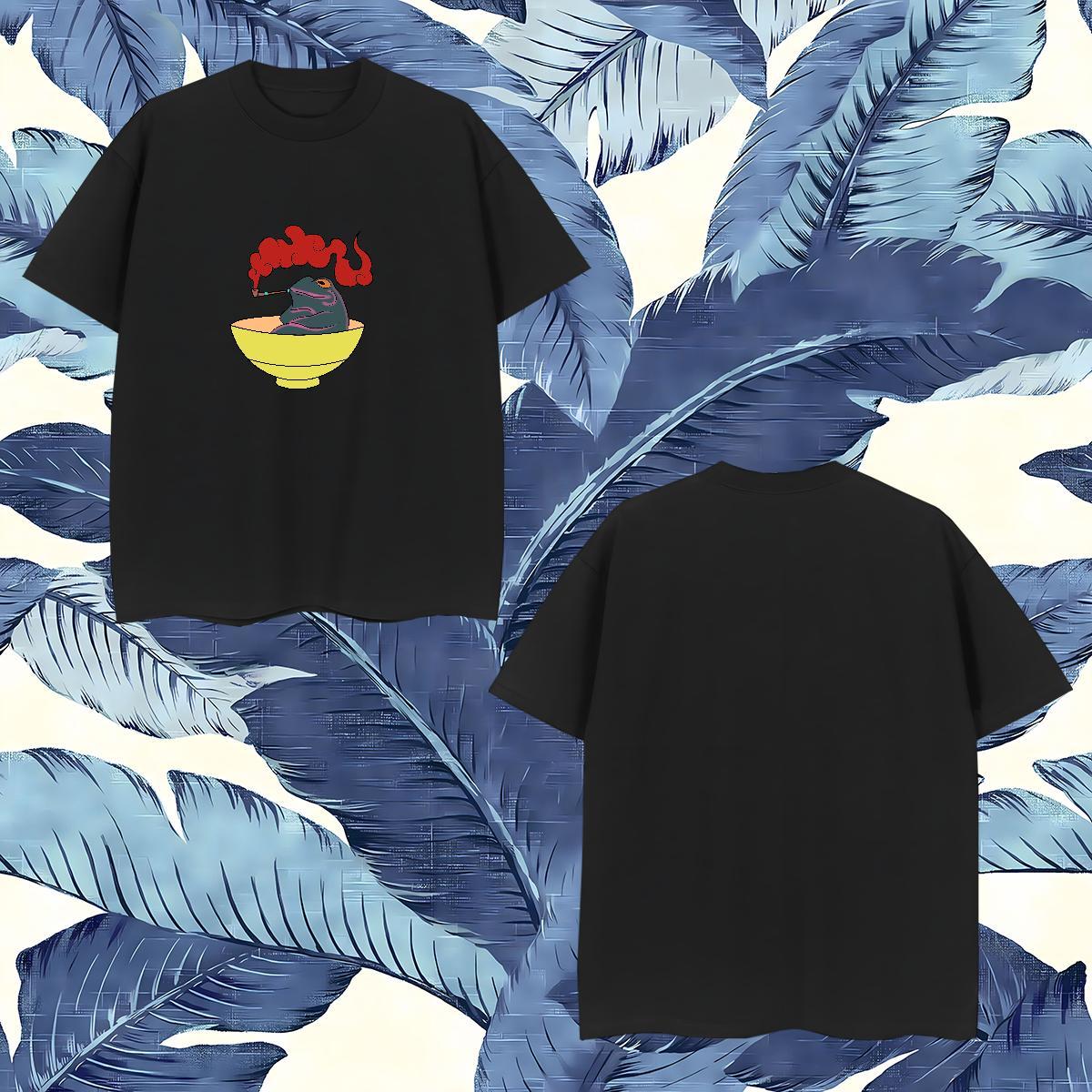 2024 Designer Mens T Shirts 100% Cotton 230g Frog Anime Printing Street Polos O Neck Short Sleeves Loose Men Tops Tees Black White