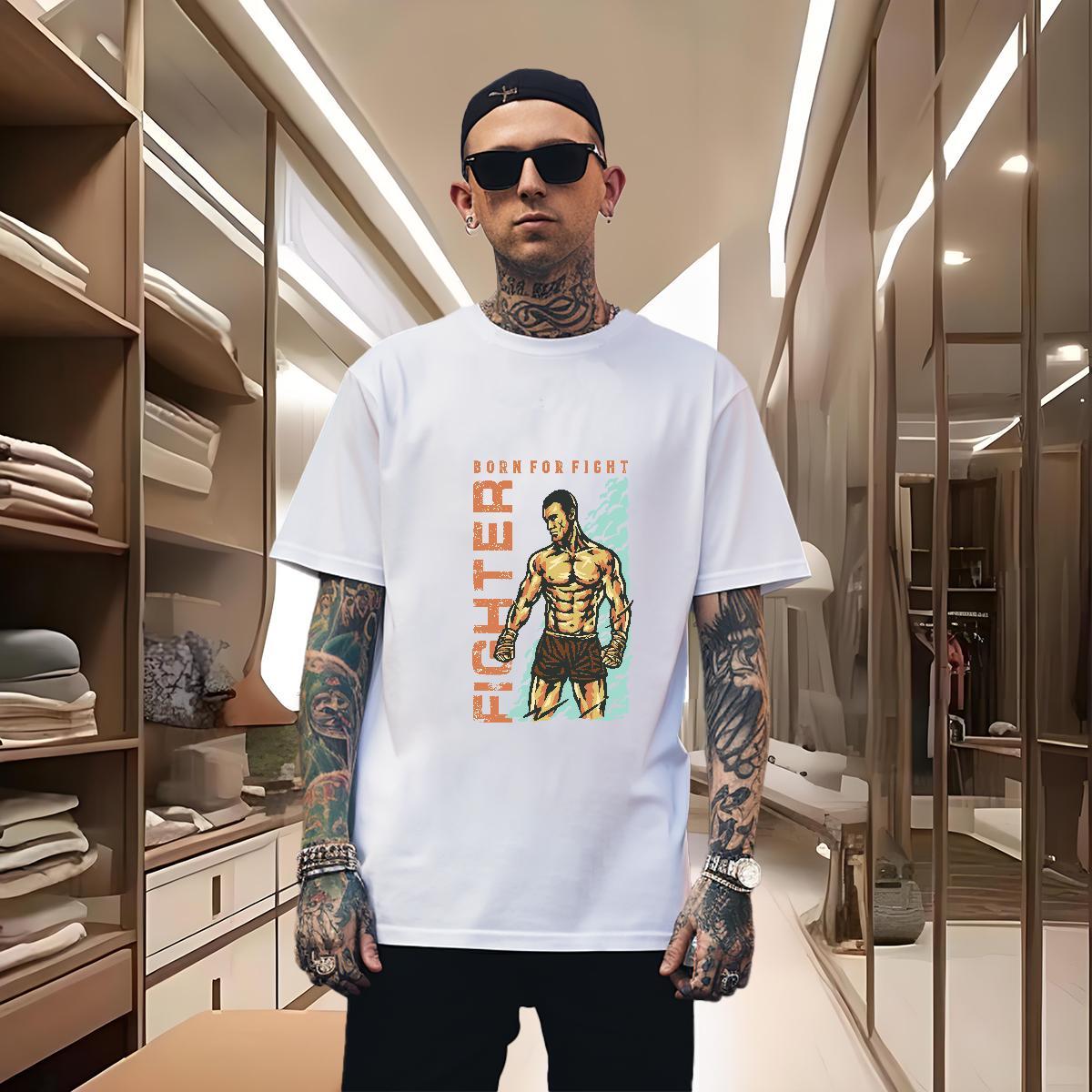 Mens T Shirts 230g Cotton portrait Home Outdoor Short Sleeve Soft Cartoon Printing L-4XL Men Tshirts Classic Casual Cool Tee Shirt