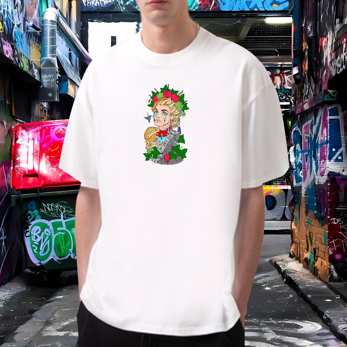 T Shirt For Man 230g 100% Cotton portrait Summer Casual O Neck Short Sleeves DIY Printed Mens Tshirts New High Quality Tee Shirt