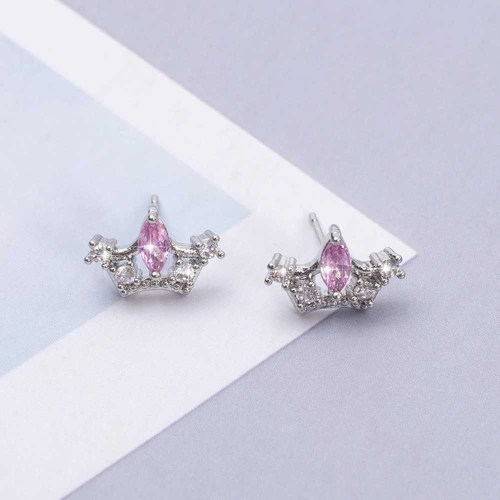 New Fashion Exquisite Pink Zircon Womens Earrings Retro Style Elegant Trend 2024 Crown Accessories Party Gifts Girls Jewelry W240803