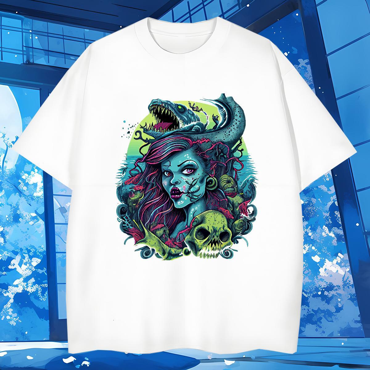 T-Shirts 230g Pure Cotton scare Summer Casual Breathable Crew Neck Custom Cartoon Men Clothes T-Shirt 2024 DIY High Quality Tees Shirts