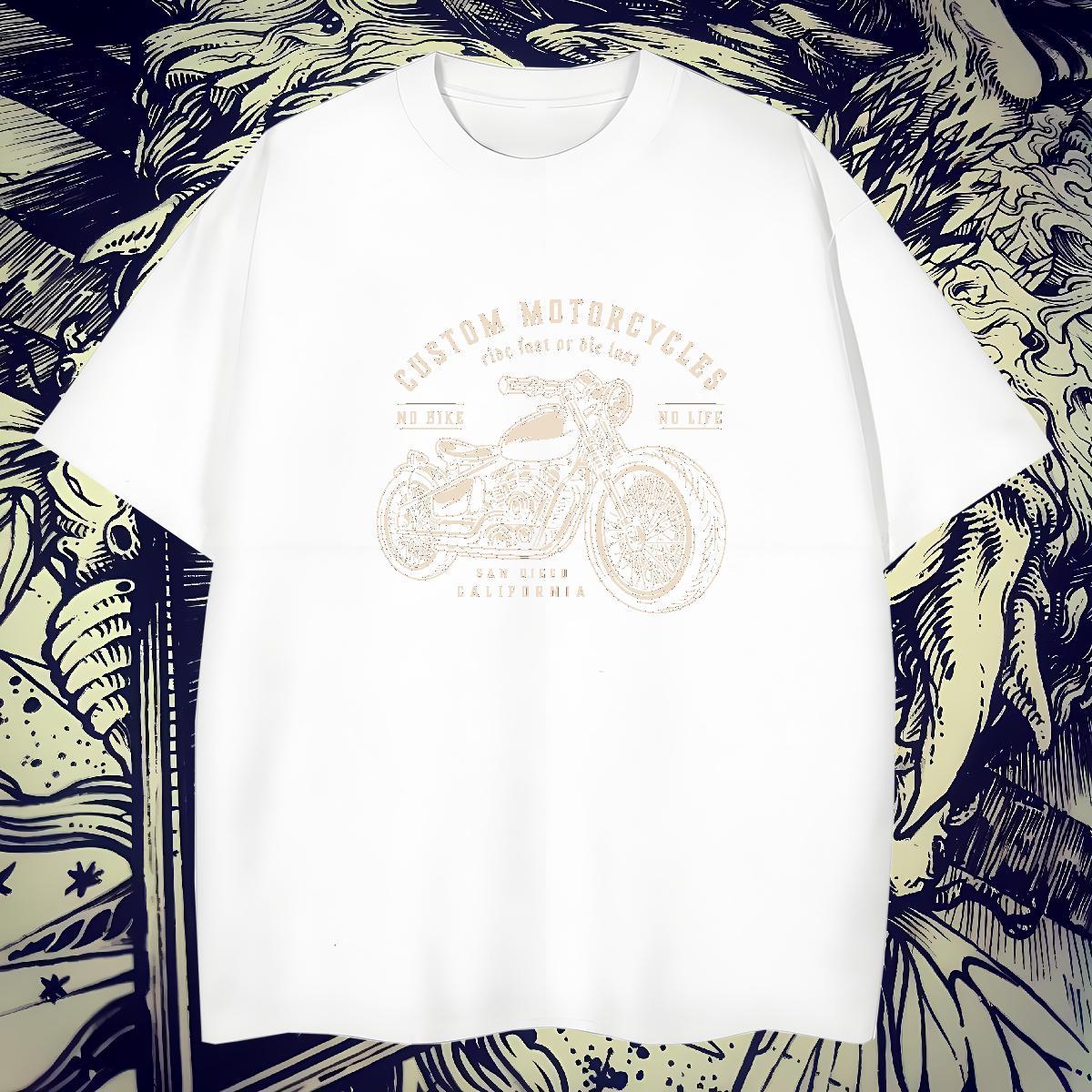 Loose Fit Tshirts 100% Cotton 230g Street Motorcycle Custom Print Oversized Crew Neck Fashion T shirt Wear
