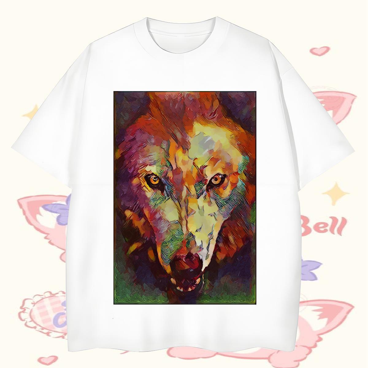 Classic Casual T-Shirts 230g 100% Cotton wolf Spring Summer Tops Breathable Brand Tshirt for Man Woman DIY