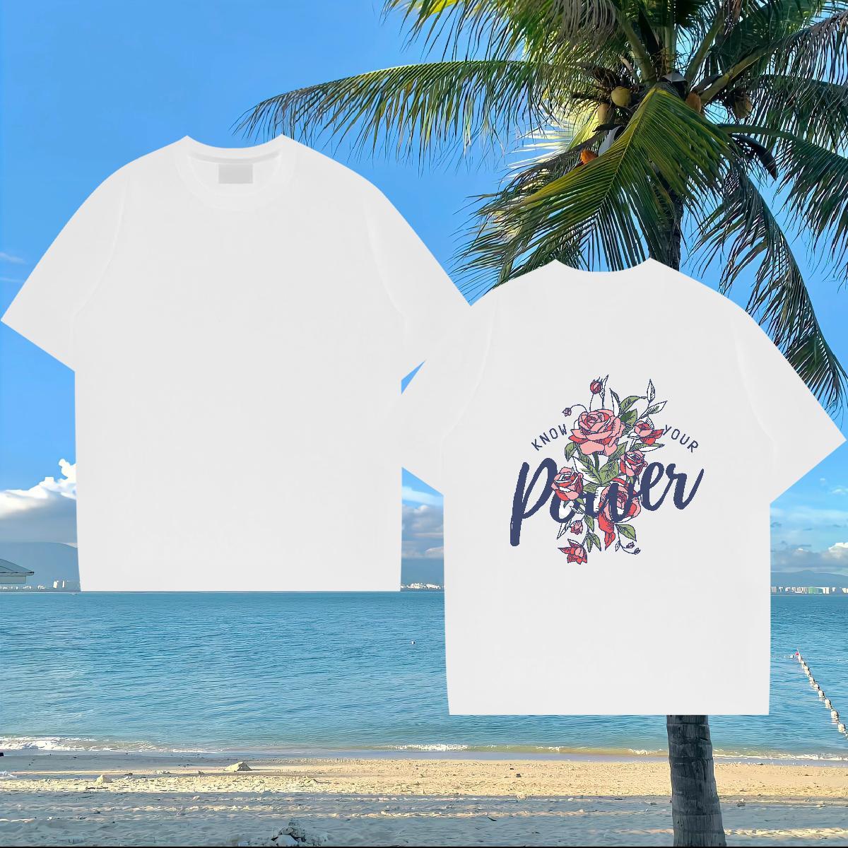 New Designer Men T Shirts 230g Pure Cotton flower Street Wear Clothes Breathable Short Sleeve Comfortable Men Tops Tees Custom Printed