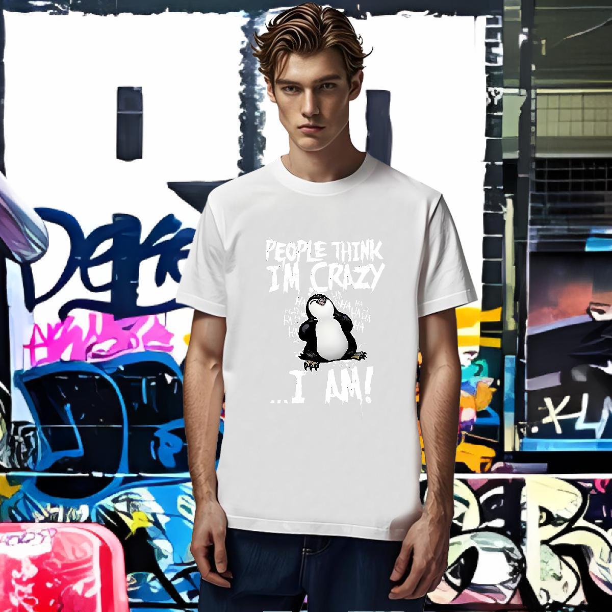 Customized T-Shirts 230g 100% Cotton penguin Casual Beach Tops Tees Breathable Short Sleeve Cool Men Tshirts Cartoon Print