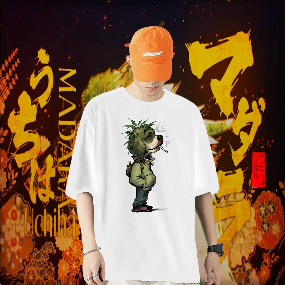 Fashion Men T Shirts 100% Cotton 230g dog Casual Daily Wear Tees Shirts O Neck Short Sleeves Unisex Tshirts Cartoon Printing L-4XL