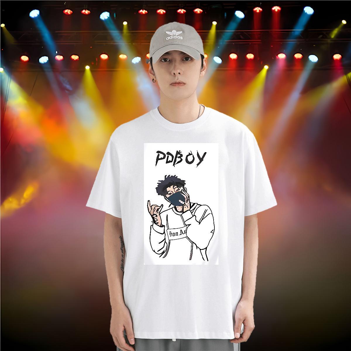 T Shirt For Man 230g 100% Cotton English Anime Printing Street Breathable Crew Neck Custom Print Oversized Men Tops Tees Wholesale Brand Polos