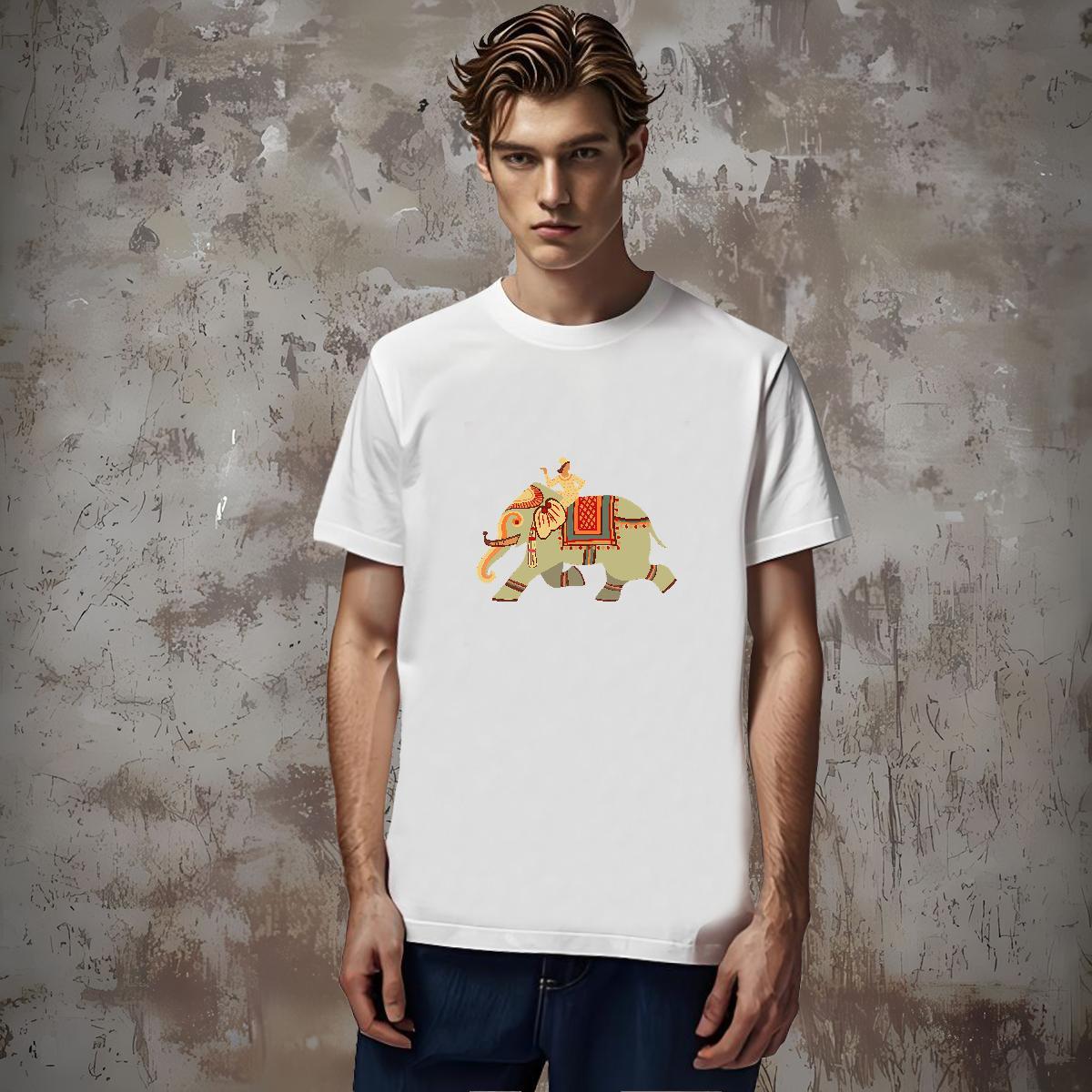 Custom Man T Shirts 230g 100% Cotton elephant Outdoor Wear Breathable Short Sleeve Cool Design Tshirt for Man Woman Asian Size