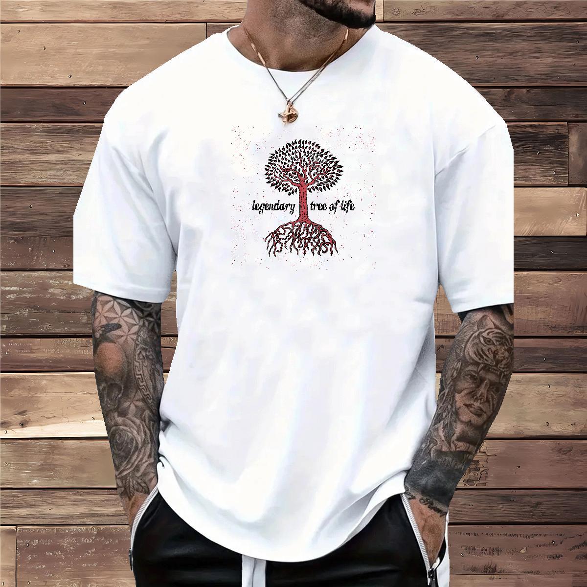 T-Shirts for Men 230g Cotton tree Daily Wear Breathable Plus Size Cartoon Men Tops Tees Fashion Designer Polos