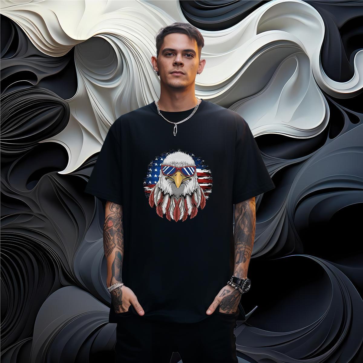 T-Shirts for Men 230g 100% Cotton eagle Daily Wear Breathable Short Sleeve Anime Print Tshirt for Man Woman Designer Fashion Cool Design Clothes