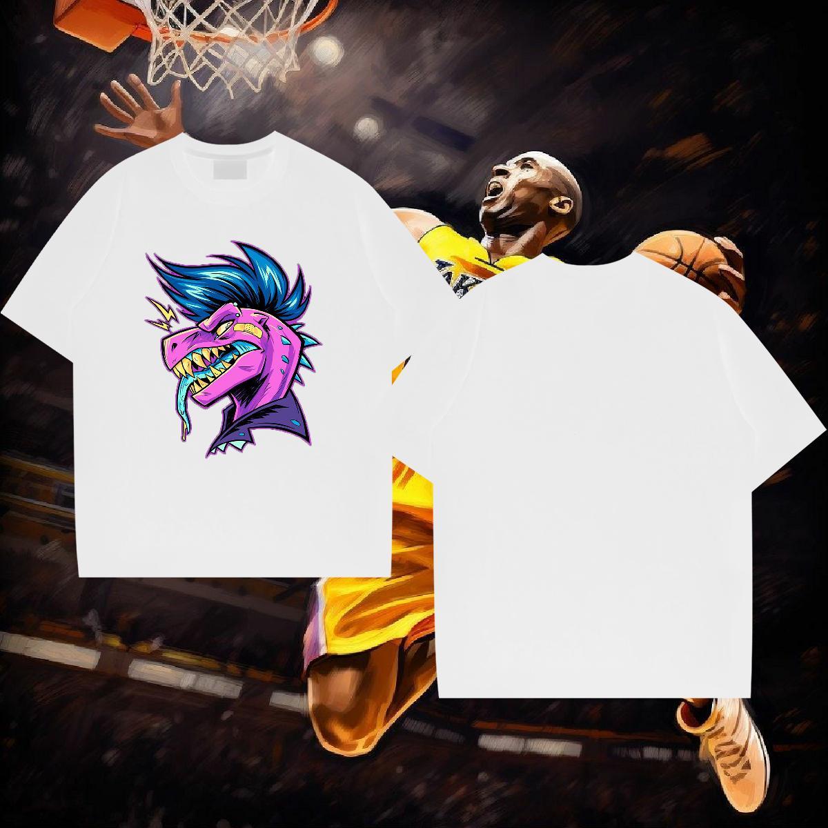Factory Direct Men T Shirts 100% Cotton 230g dinosaur Casual Beach Tees Shirts Breathable Short Sleeve Wholesale Tshirt for Man Woman DIY