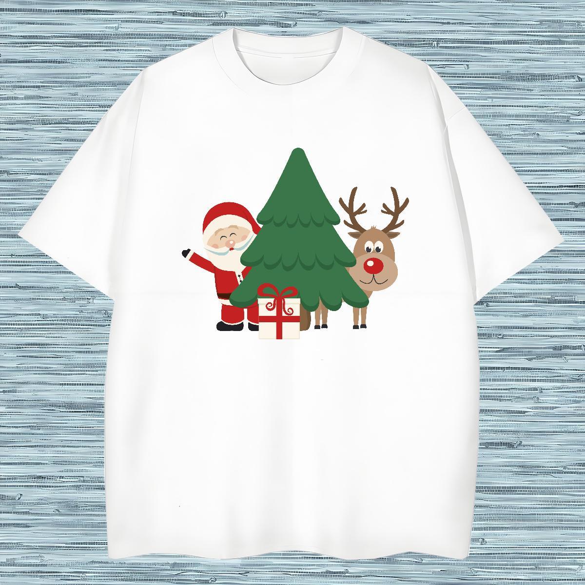 2024 New T shirt 230g Pure Cotton Christmas Outdoor Tops Breathable Short Sleeve Designer Men Tops Tees Plus Size Custom