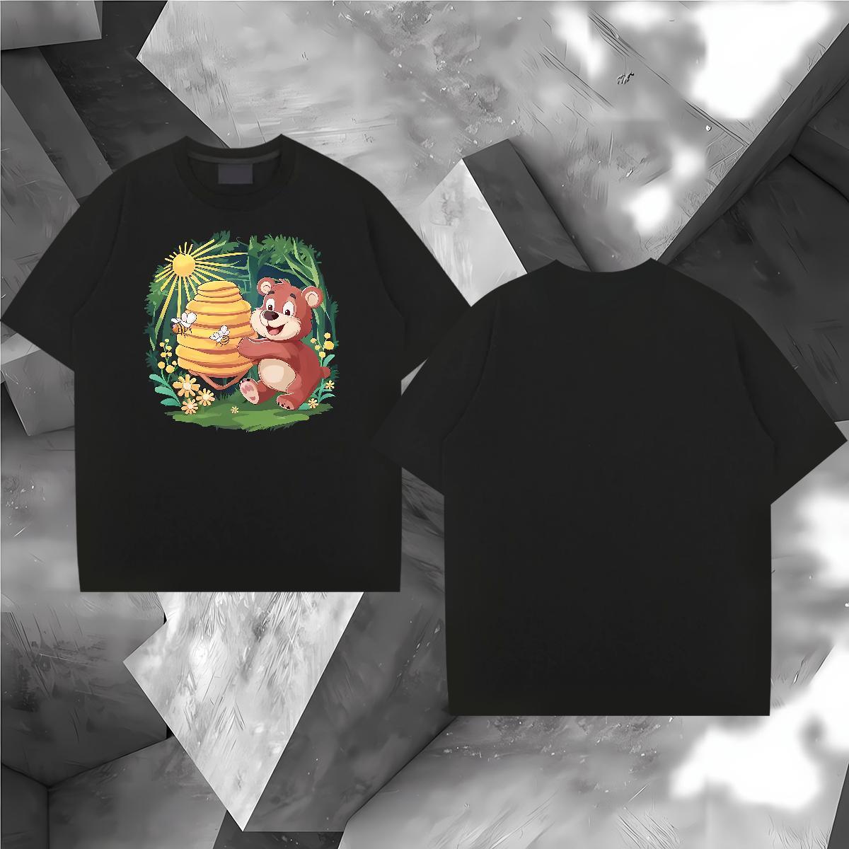 Designer Fashion T-Shirts for Men 230g 100% Cotton bear Summer Casual Clothings Crew Neck Comfortable Men Tshirts Anime