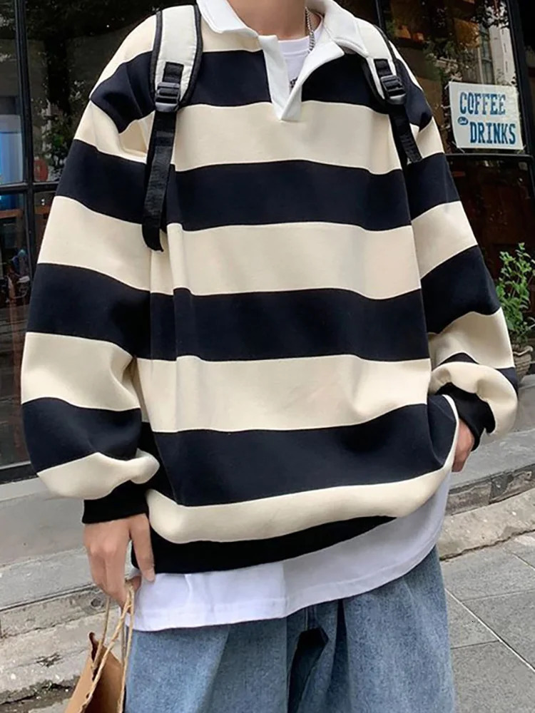 Green Striped T shirt Women Oversized Tee Harajuku Long Sleeve preppy Polo Shirt Ladies T-shirts For Teenagers Spring Casual Top 240806