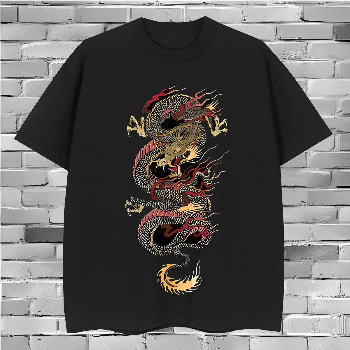 T-Shirts 230g 100% Cotton Angry Dragon Sports Casual Short Sleeve Soft Oversized 3XL 4XL Mens Tshirts Wholesale Unisex Clothings
