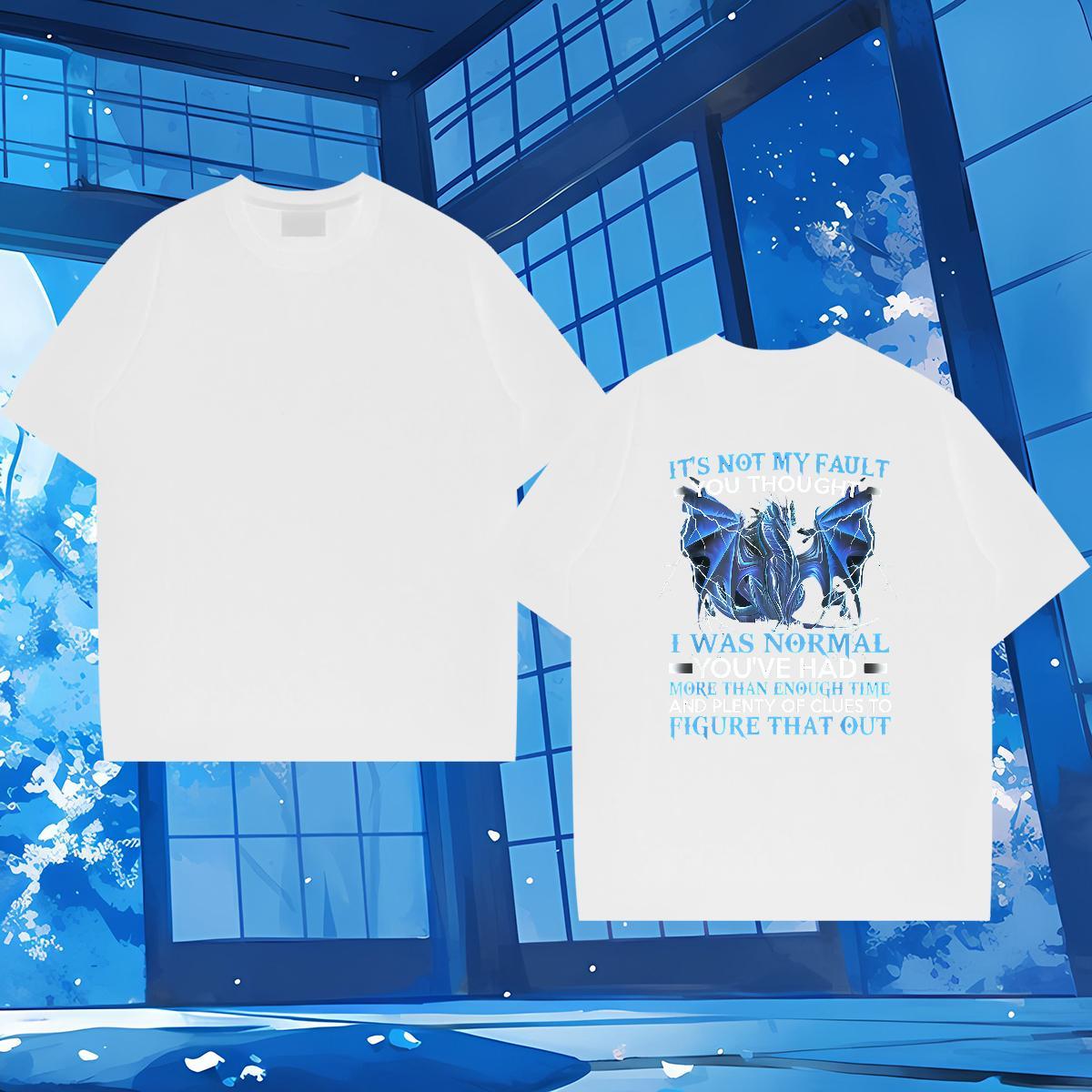 2024 DIY T Shirts Men 230g Cotton dinosaur Home Outdoor Tops Shirt Crew Neck Breathable Classic Men Tops Tees Asian Size