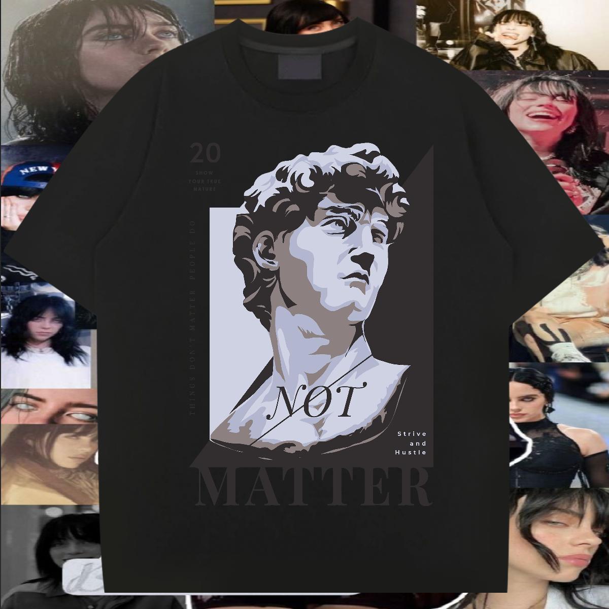 Classic Casual T Shirt For Man 230g 100% Cotton Statue of David Sport Tops Breathable Short Sleeve Comfortable Tshirts Black Oversized