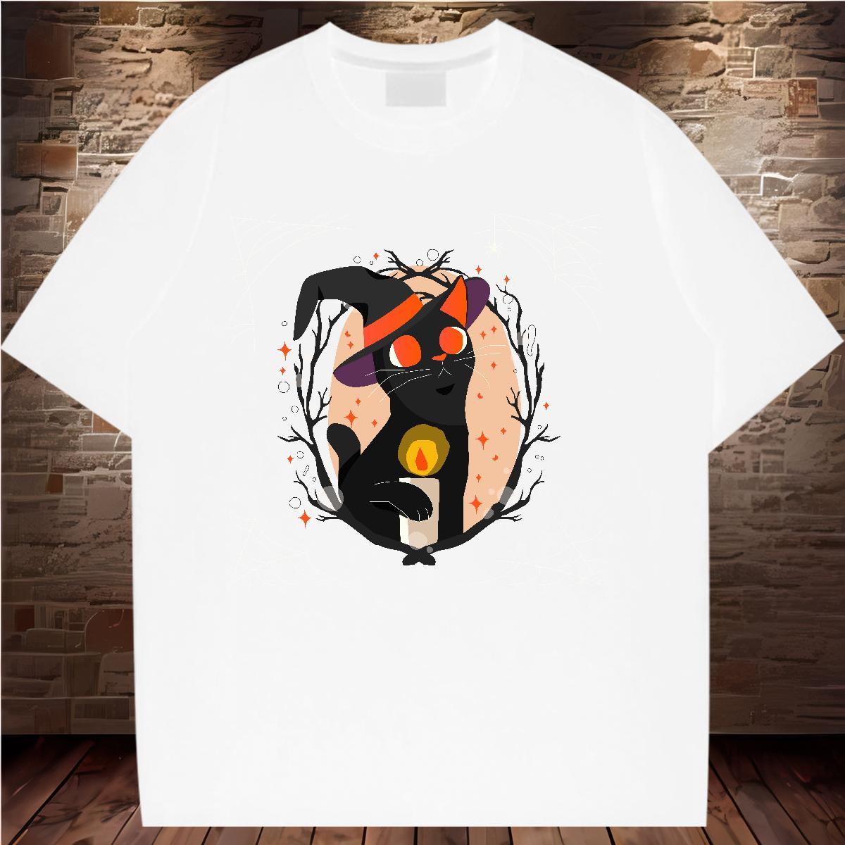 High quality Womens T Shirts O-Neck Short Sleeve Unisex Tshirts Custom Printing cat Street 230g 100% Cotton Classic Wear