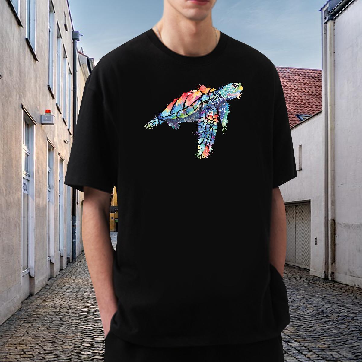 Free Shipping T Shirts Men 230g 100% Cotton tortoise Street wear Hip Hop Clothes Round Neck Short Sleeve Designer Men Tshirts Custom Anime
