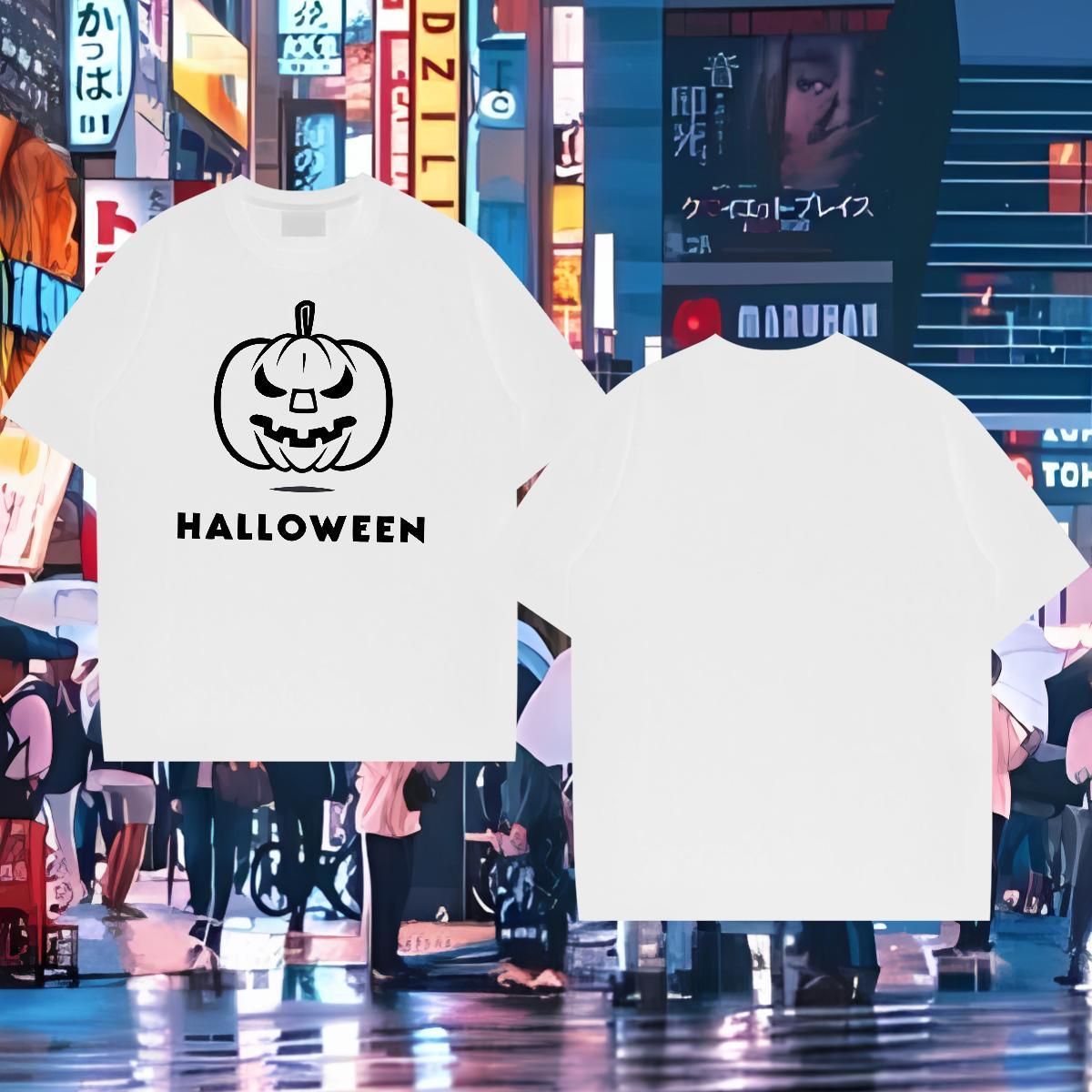 2024 Summer T Shirt For Man 230g 100% Cotton pumpkin Beach Clothings Pure Cotton Loose Fit Mens Tshirts Custom Printing