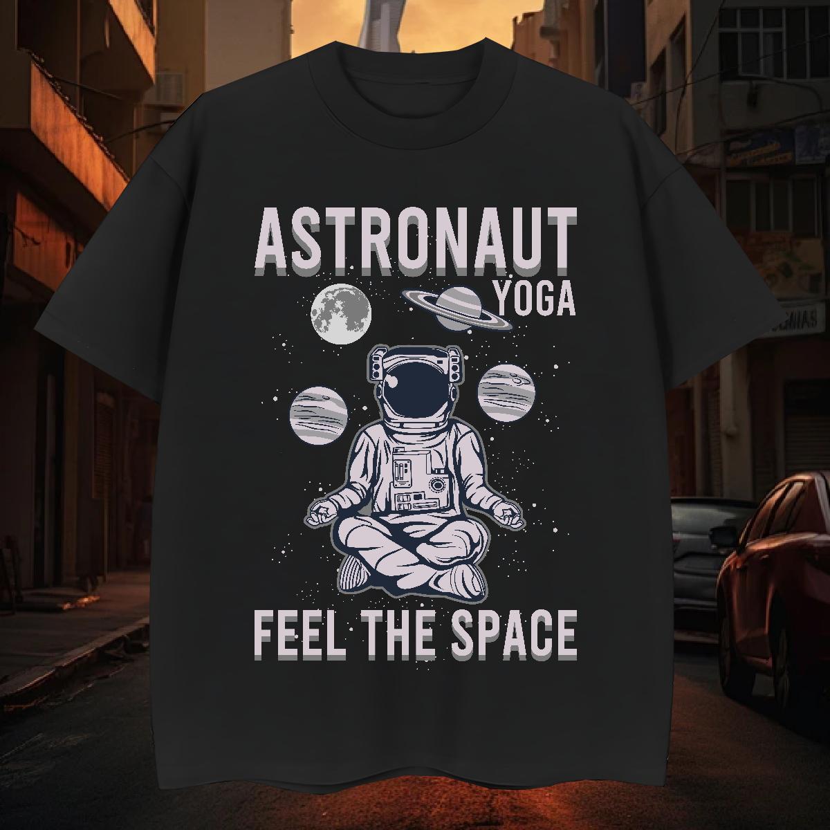 Mens T Shirts 230g Cotton universe Beach Crew Neck Cartoon Print Men Tops Tees 2024 New Wholesale Clothings