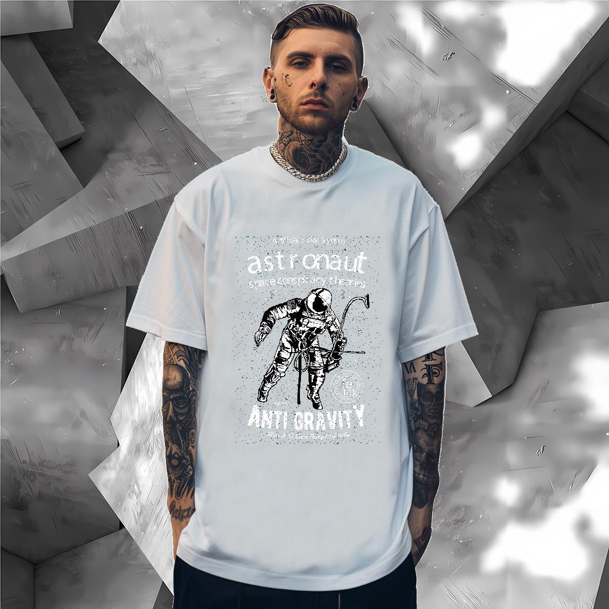 T-Shirts for Men 100% Cotton 230g universe Hip Hop Street O-Neck Short Sleeve Anime Tshirt for Man Woman Classic Brand Tops