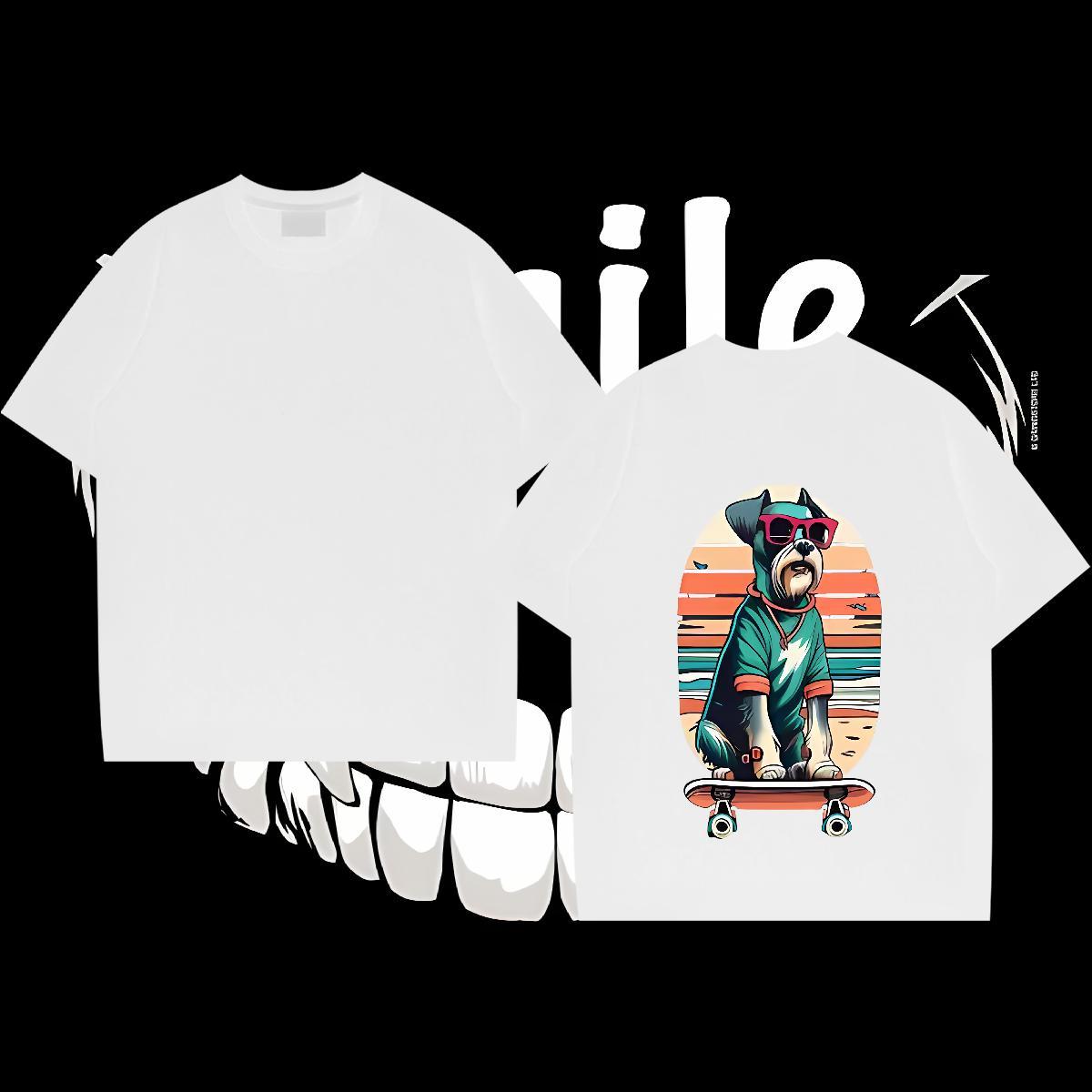 2024 New T shirt 230g Cotton dog Anime Printing Street Polos O Neck Short Sleeves Designer Men Clothes T-Shirt Custom Printed