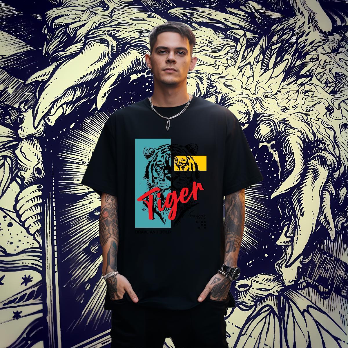 Brand Men Tops Tees 100% Cotton 230g Outdoor Floral Print Breathable Soft Casual New Man T Shirts Polos