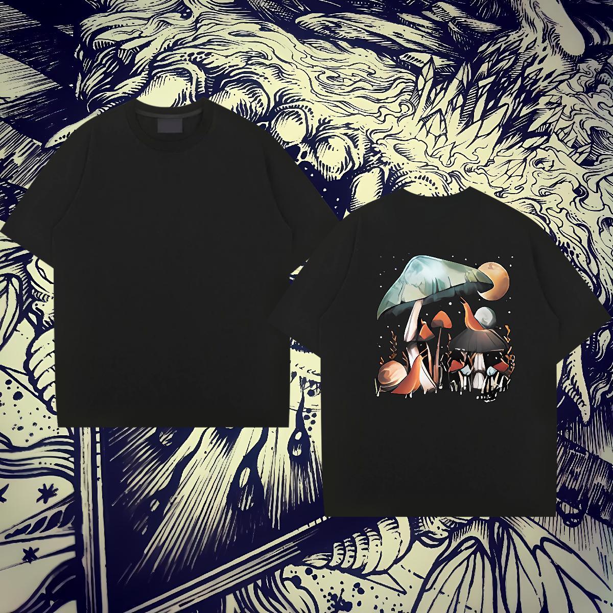 2024 Designer Mens T Shirts 230g 100% Cotton mushroom Anime Printing Street Tshirts Breathable Comfortable Couples T Shirts White Plus Size