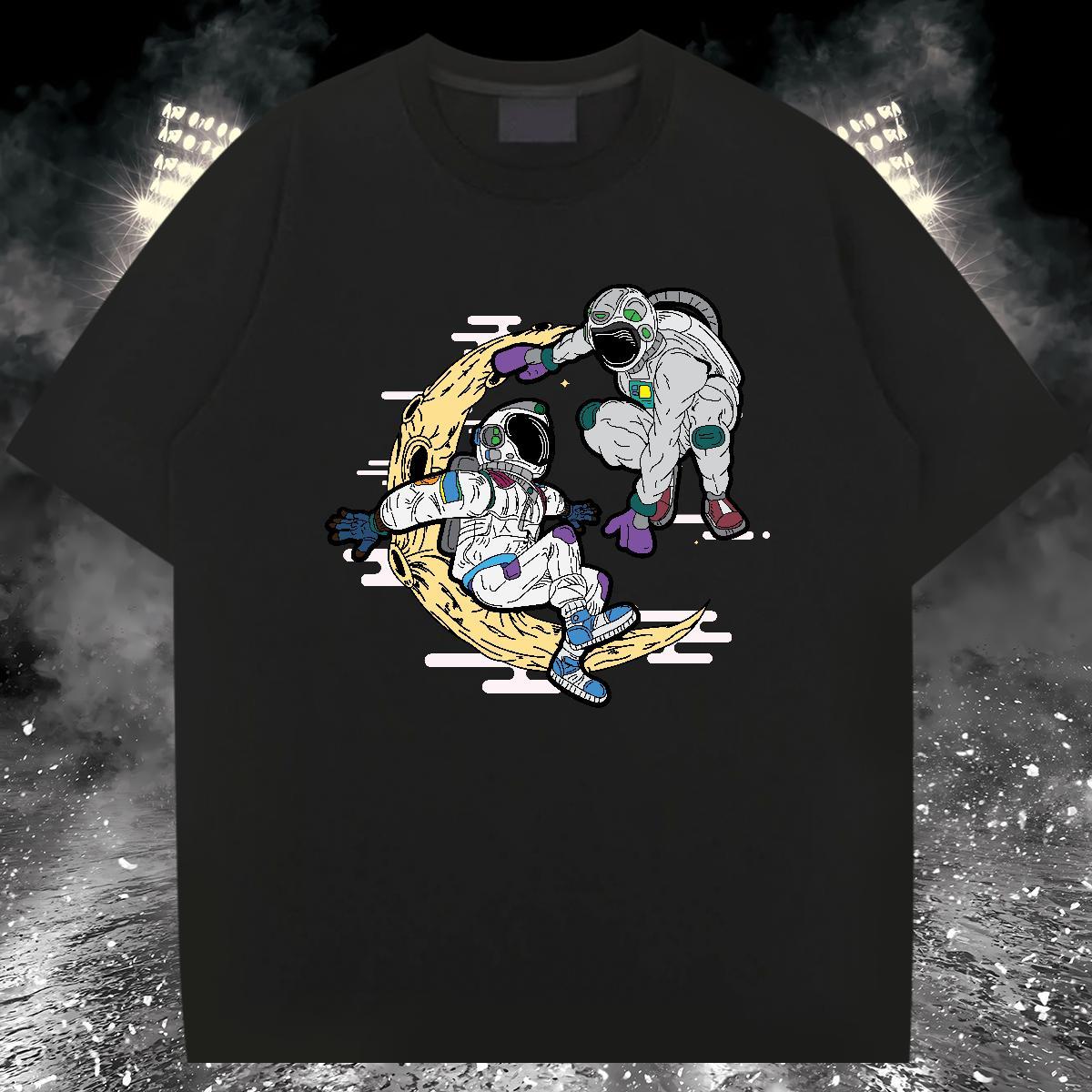 Mens T Shirts 230g Cotton spaceman High Street Hip Hop Crew Neck Breathable Floral Print Men Tees Customized Designer Tops Tees