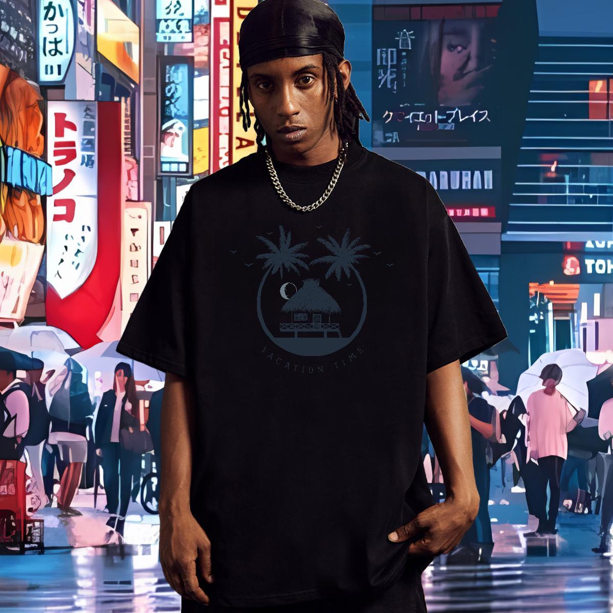 Fashion New T-Shirts 230g Cotton tree High Street Hip Hop Tshirts O Neck Short Sleeves Soft Mens Tshirts Oversized 4XL