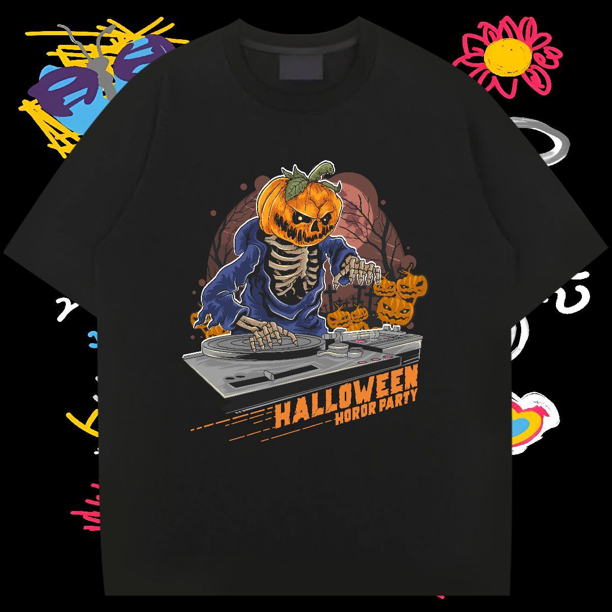 Designer T shirt 230g 100% Cotton Halloween Casual Clothes Breathable TOP Quality Men Tops Tees Plus Size Cartoon