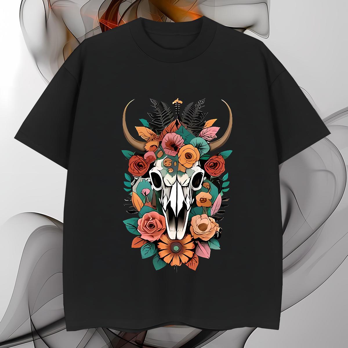 Mens T Shirts 100% Cotton 230g flower Street Wear Breathable Soft Plus Size Cartoon Men Tops Tees Fashion Classic Clothes