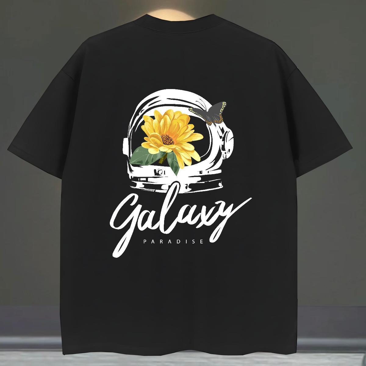 Cool Men Tees 230g Cotton High Street Hip Hop flower White Plus Size Breathable Crew Neck DIY T-Shirts Top Tees