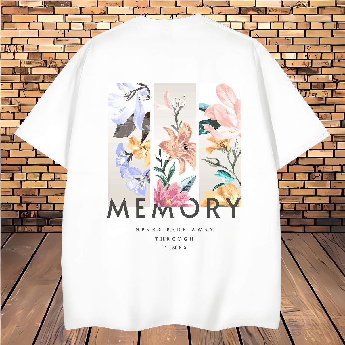 T Shirt For Man 230g Pure Cotton flower Hip Hop Short Sleeve Soft Anime Print Men Tops Tees Fashion Designer High Quality Clothes