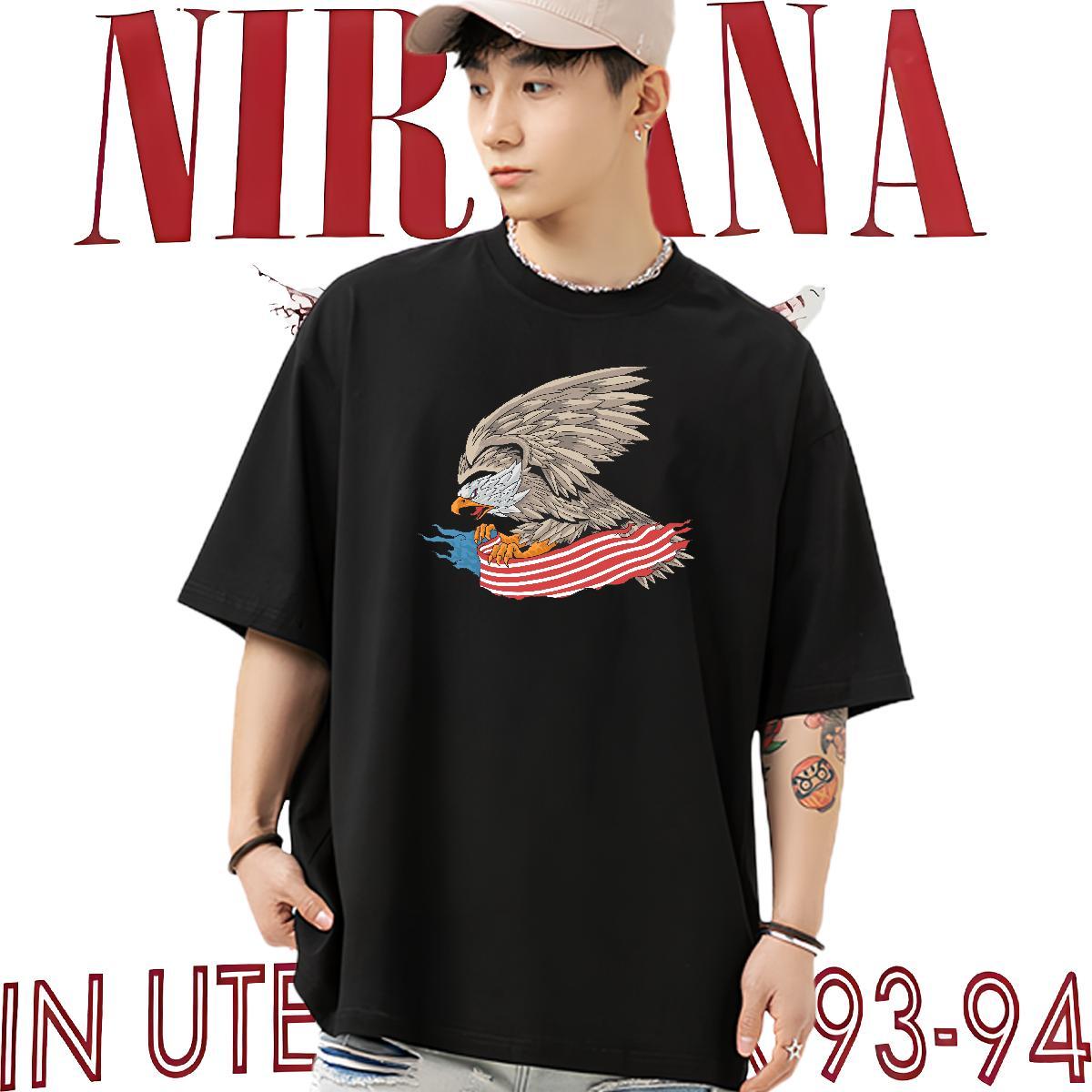 Free Shipping T Shirts Men 230g 100% Cotton eagle Daily Wear Tops Shirt Short Sleeve O-Neck Cool Design Men Tops Tees Customized