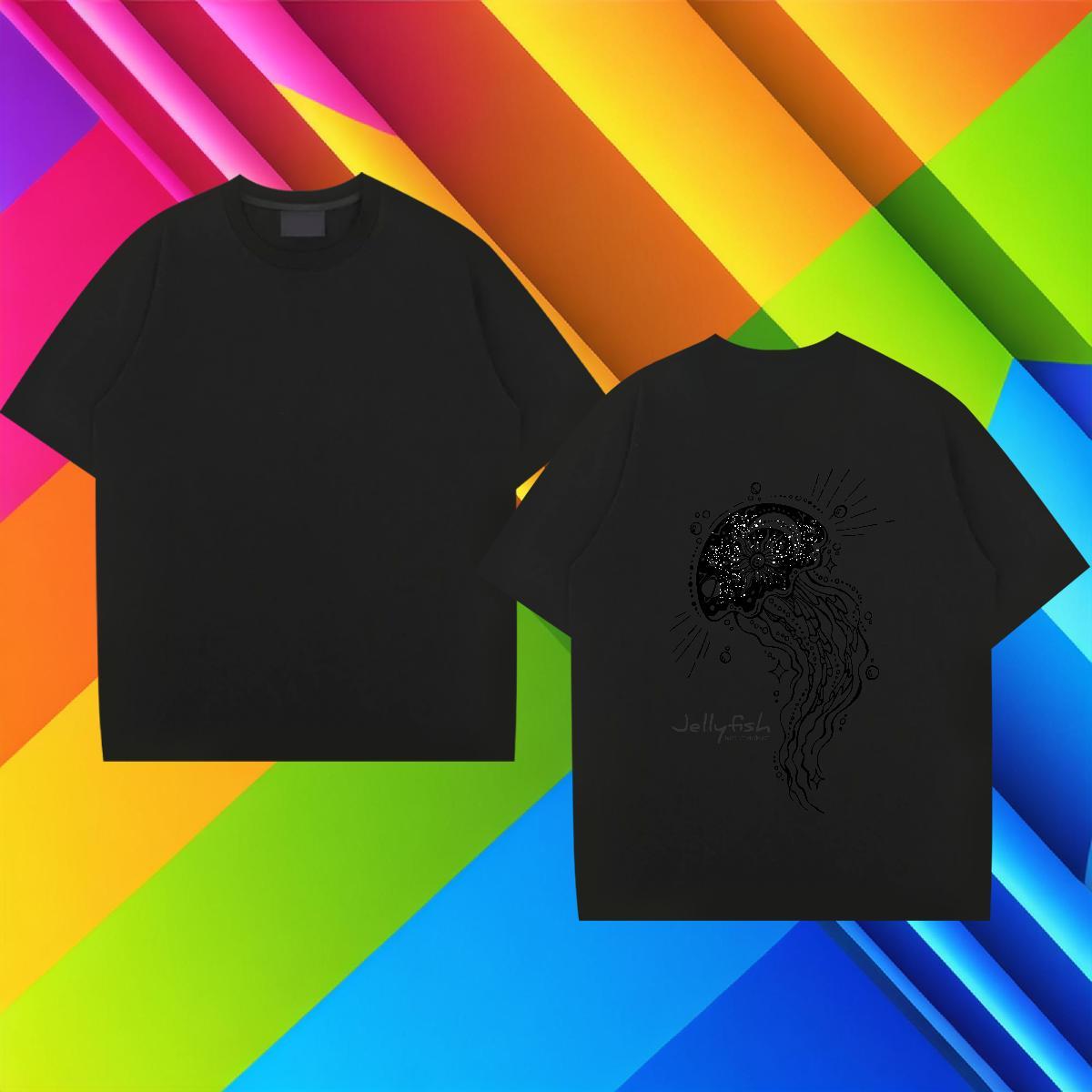 Loose Men Clothes T-Shirt 230g Cotton jellyfish Mens T Shirts Casual Daily Wear Breathable Short Sleeve Anime Print Fashion Designer Clothings