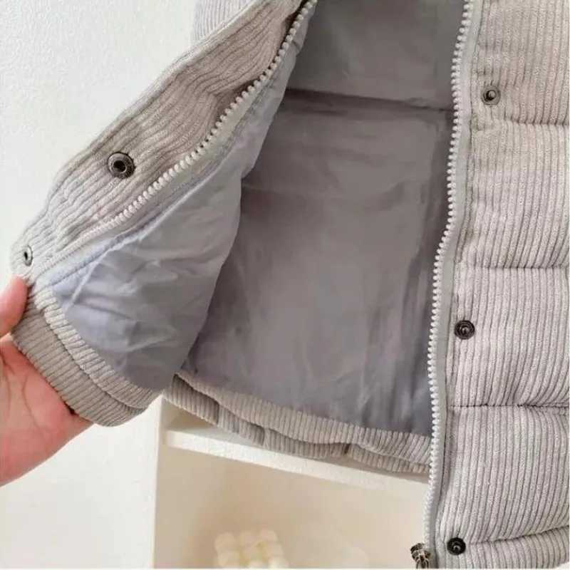 Corduroy vest for children boys and girls cotton jacket gray jacket childrens jacket autumn thick warm jacket casual clothingW240724