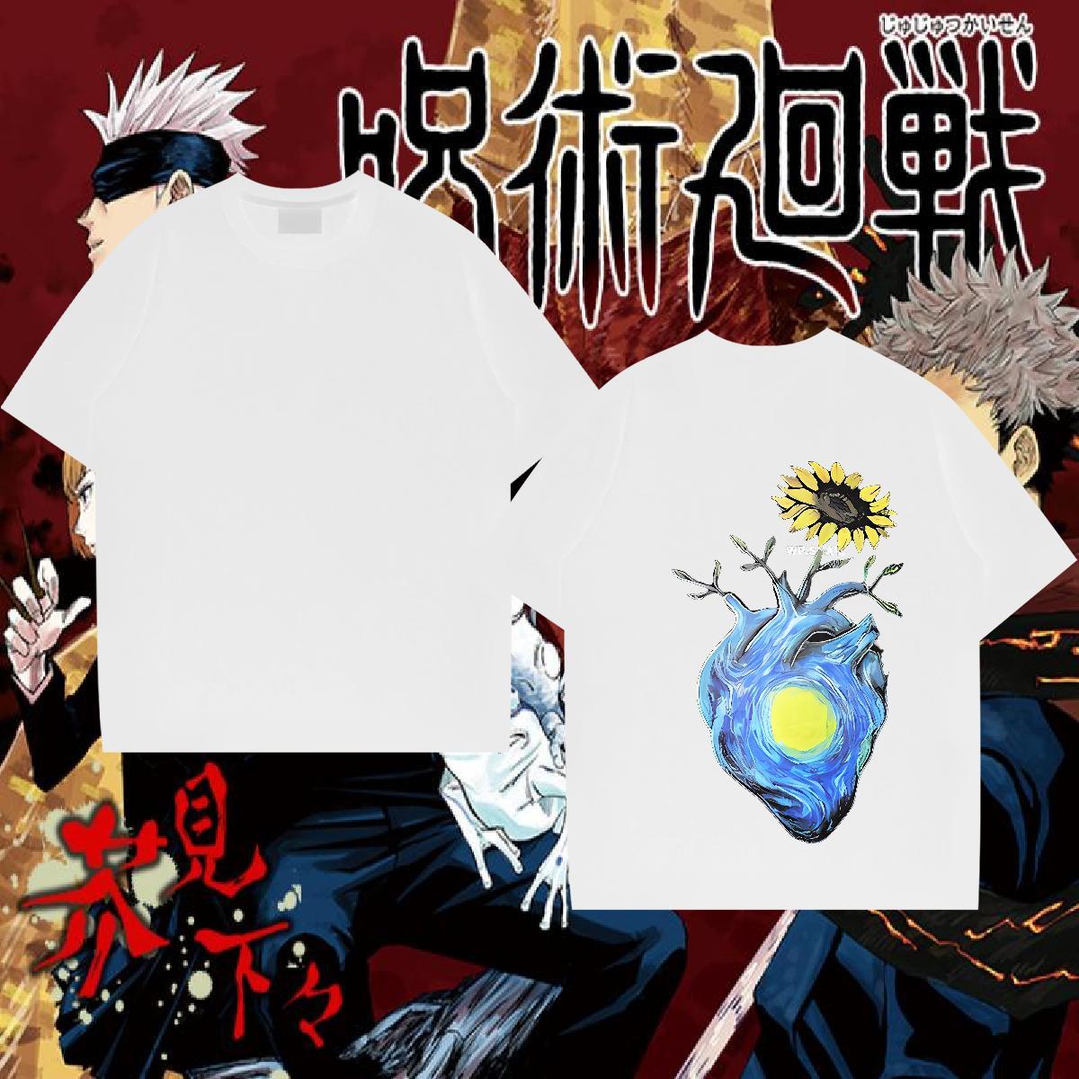 Fashion Casual T Shirts Men 230g 100% Cotton flower Home Outdoor Clothes Breathable Crew Neck Brand Men Tops Tees Custom Cartoon