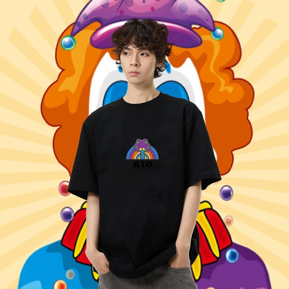 Fashion Design T Shirt For Man 230g Cotton tree Street wear Hip Hop Top Tees Breathable Short Sleeve Loose Men Clothes T-Shirt Cartoon Print