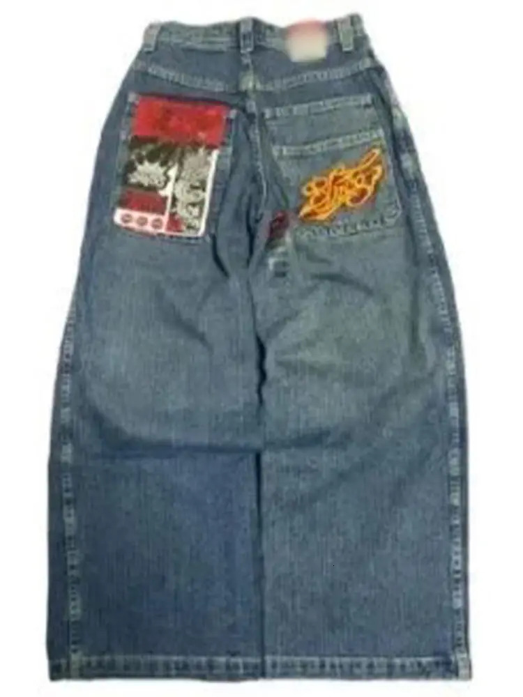 Vintage Wide Leg Jeans Harajuku Hip Pop Printed Denim Pants For Male Loose Oversized Gothic Street Mens Y2k Trousers 240806