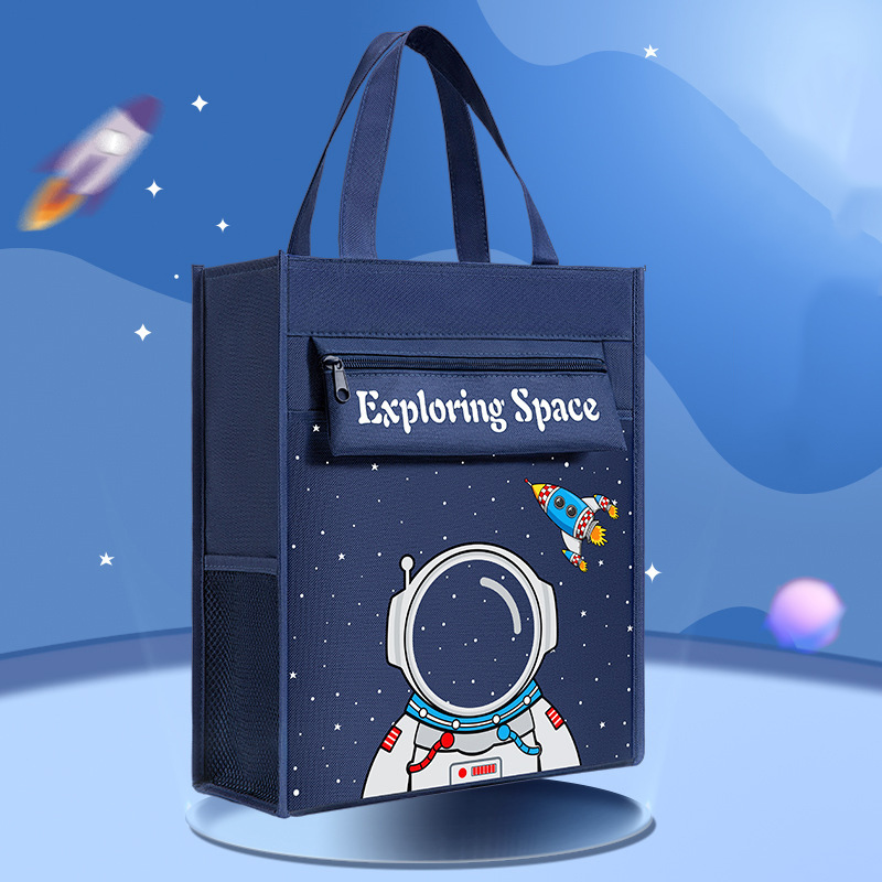 Student Tutoring Bag Large Capacity Handheld Cartoon Carrying Book Bag Canvas Bag Tutoring Class Document Paper Storage Bag Wholesale