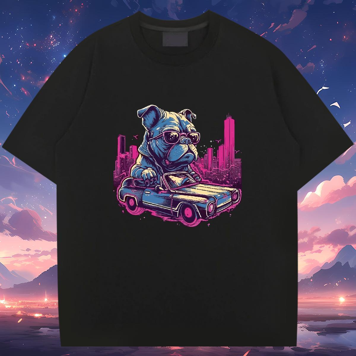Classic Casual T Shirts Men 230g 100% Cotton dog Hip Hop Street Wear Breathable Short Sleeve Wholesale Couples T Shirts Plus Size Custom