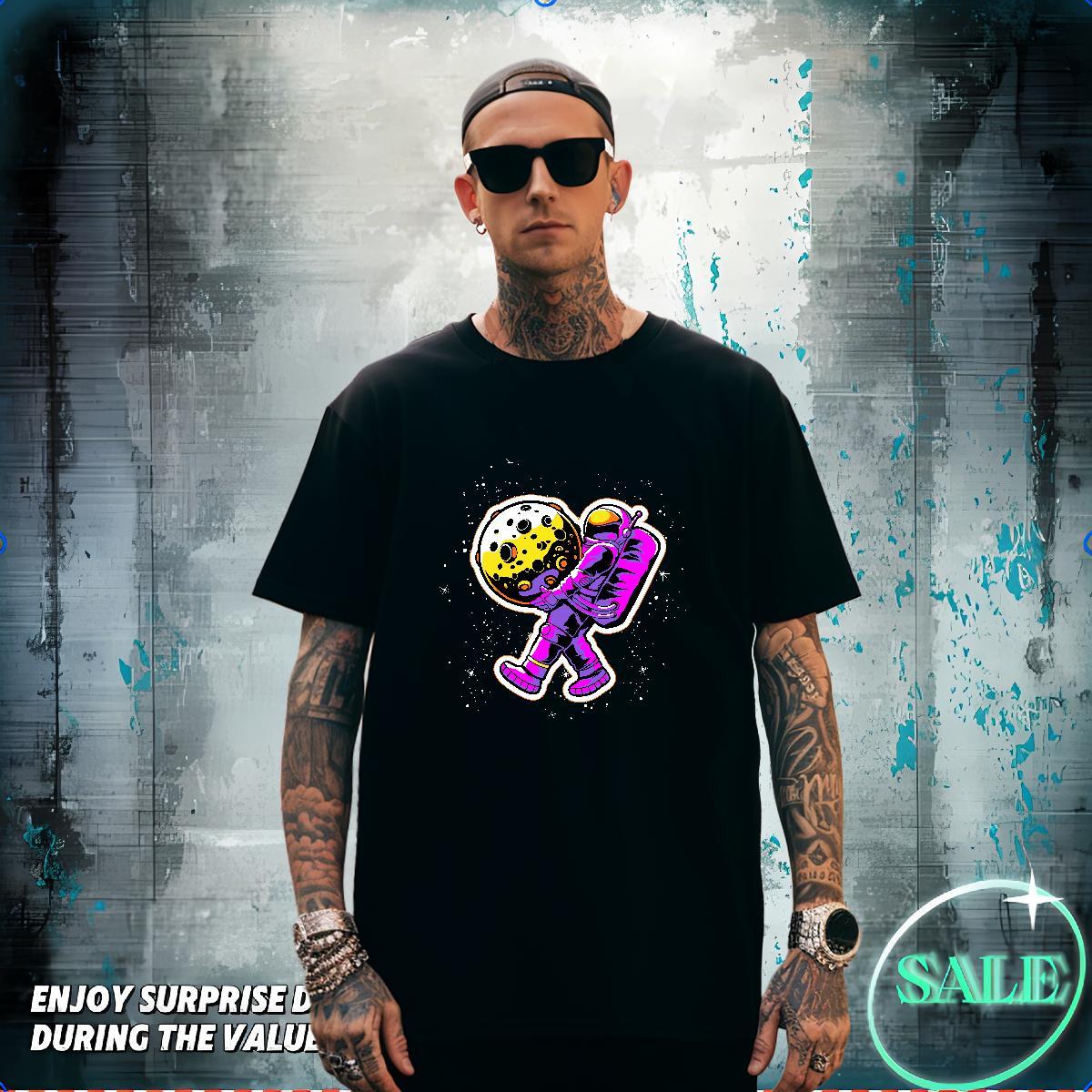 T Shirt For Man 230g 100% Cotton universe Sport Breathable Short Sleeve Oversized 4XL Tshirt for Man Woman 2024 Comfortable Wear