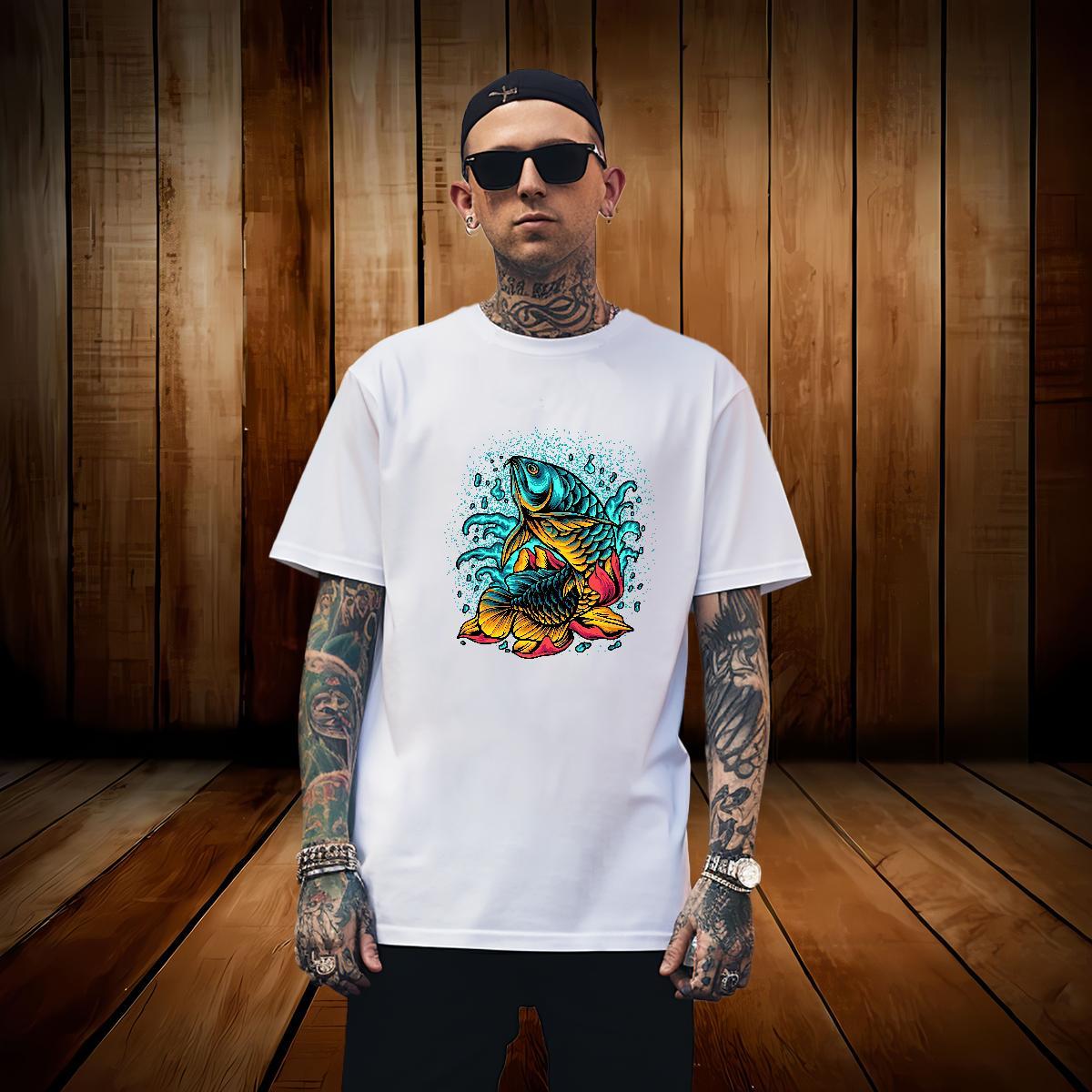 T shirt 230g Pure Cotton Casual Beach Round Neck Short Sleeve Custom Cartoon Men Tshirts 2024 Summer Designer Top Tees