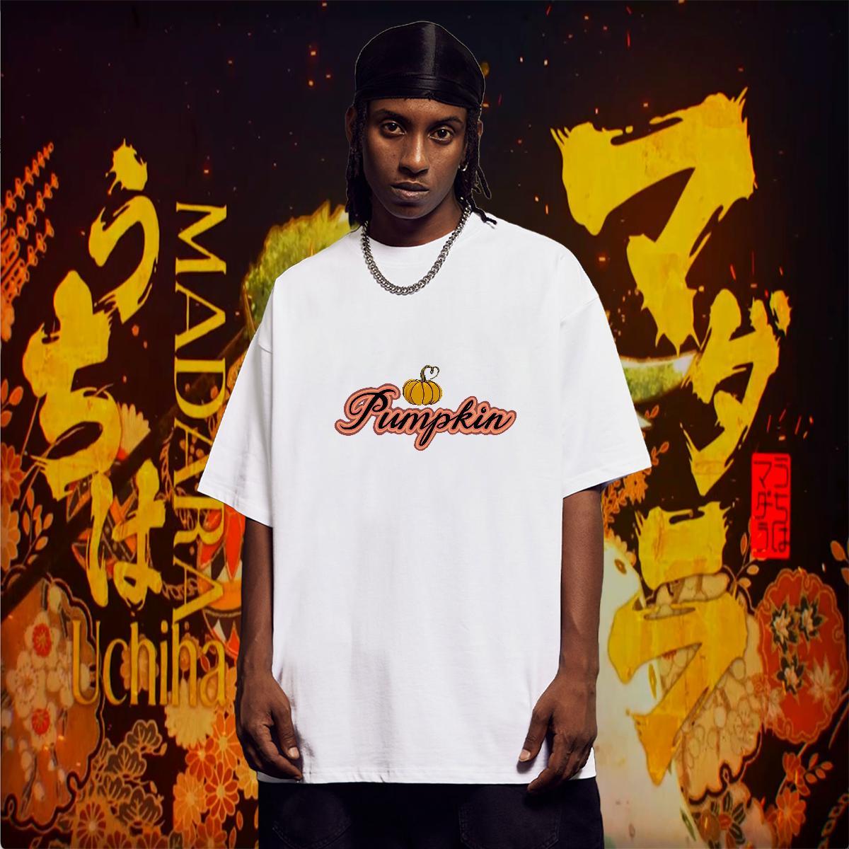 T Shirts Men 100% Cotton 230g pumpkin Spring Summer Pure Cotton Anime Print Men Tshirts Brand Popular Top Tees