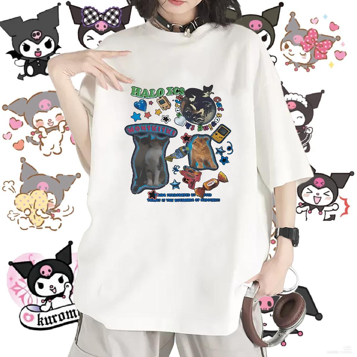 Wholesale T Shirts Women Round Neck Short Sleeve Couples T Shirts DIY Anime Printed funny Street Casual 100% Cotton 230g Casual New Clothings