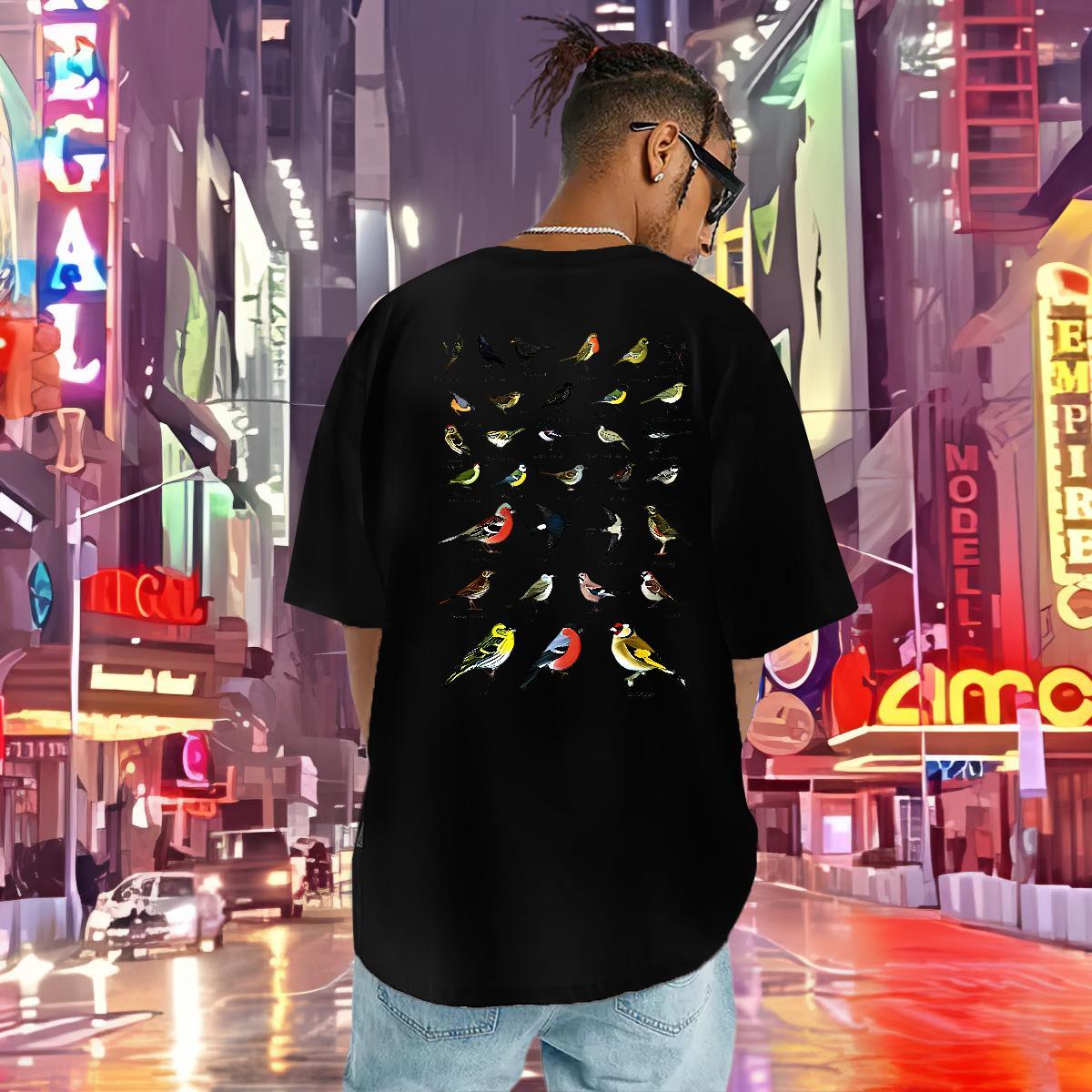Designer T-Shirts for Men 230g 100% Cotton bird High Street Hip Hop Tops Tees Breathable Short Sleeve Loose Fit Tshirt for Man Woman White Plus Size