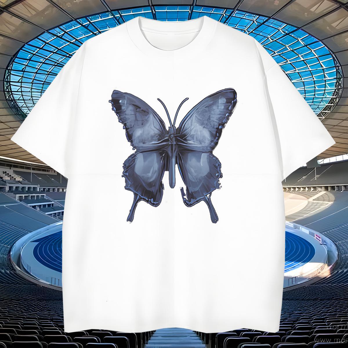Soft Tshirts 100% Cotton 230g Sport Butterfly Anime Breathable Crew Neck 2024 DIY T-Shirts for Men Tees