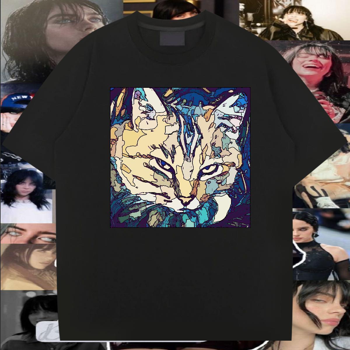 Fashion Designer T Shirts Men 230g Pure Cotton cat Daily Wear Top Tees O Neck Short Sleeves Cool Design Mens Tshirts Cartoon Print